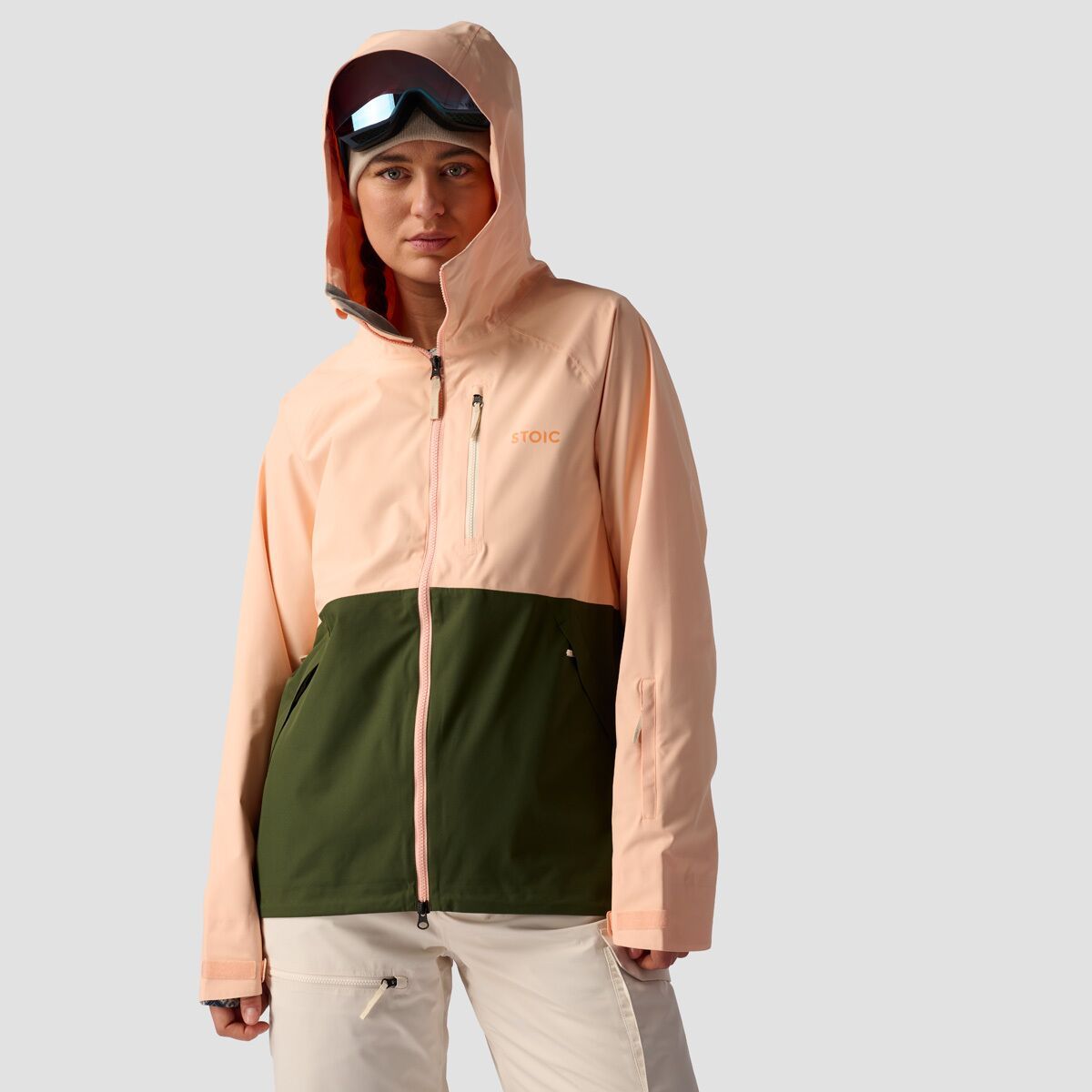 Stoic Women's Shell Full-Zip Jacket 2.0 in Peach Parfait / Duffel Bag - Size: XS