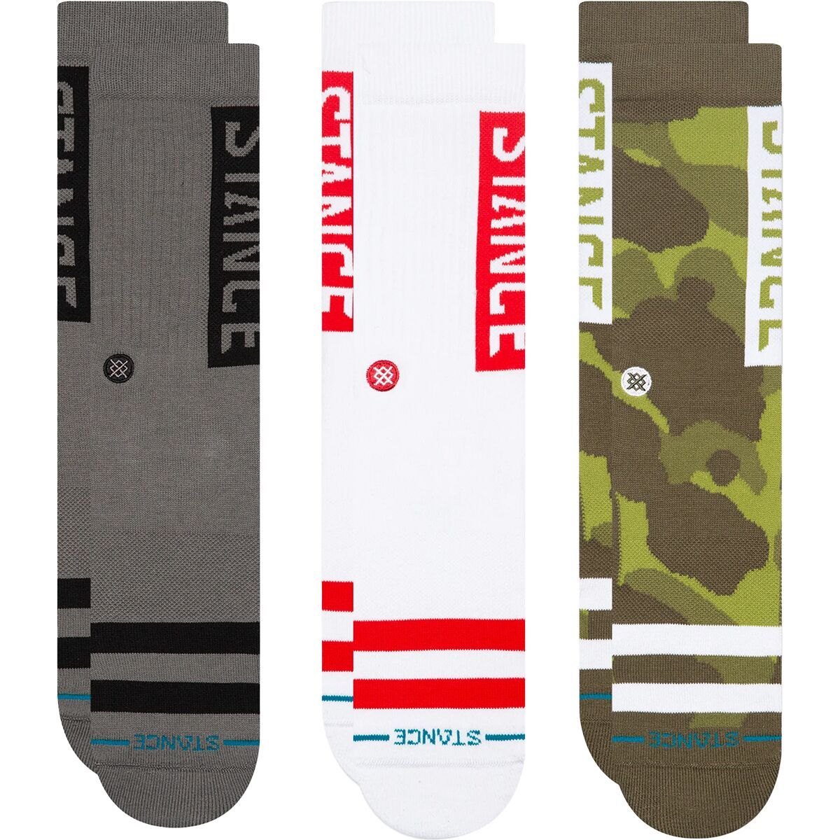 Stance The OG Cotton Crew Sock - 3-Pack in Camo - Size: Large