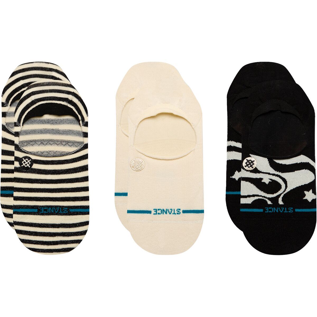 Stance Women's Star Swirl Sock - 3-Pack in Black - Size: Small