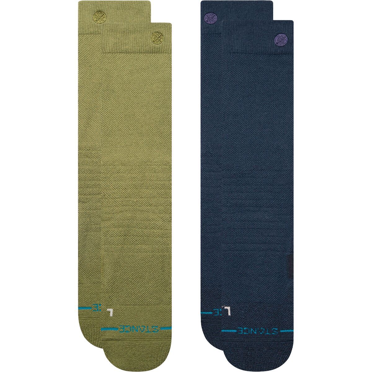 Stance Iconic Mid Poly Snow Sock - 2-Pack in Chive - Size: Medium