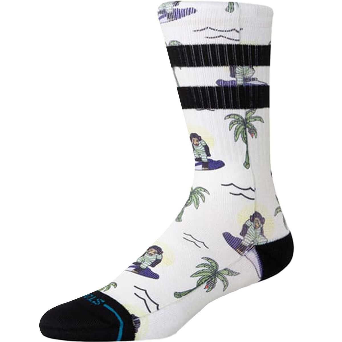 Stance Surfin Monkey Crew Sock in White - Size: Medium