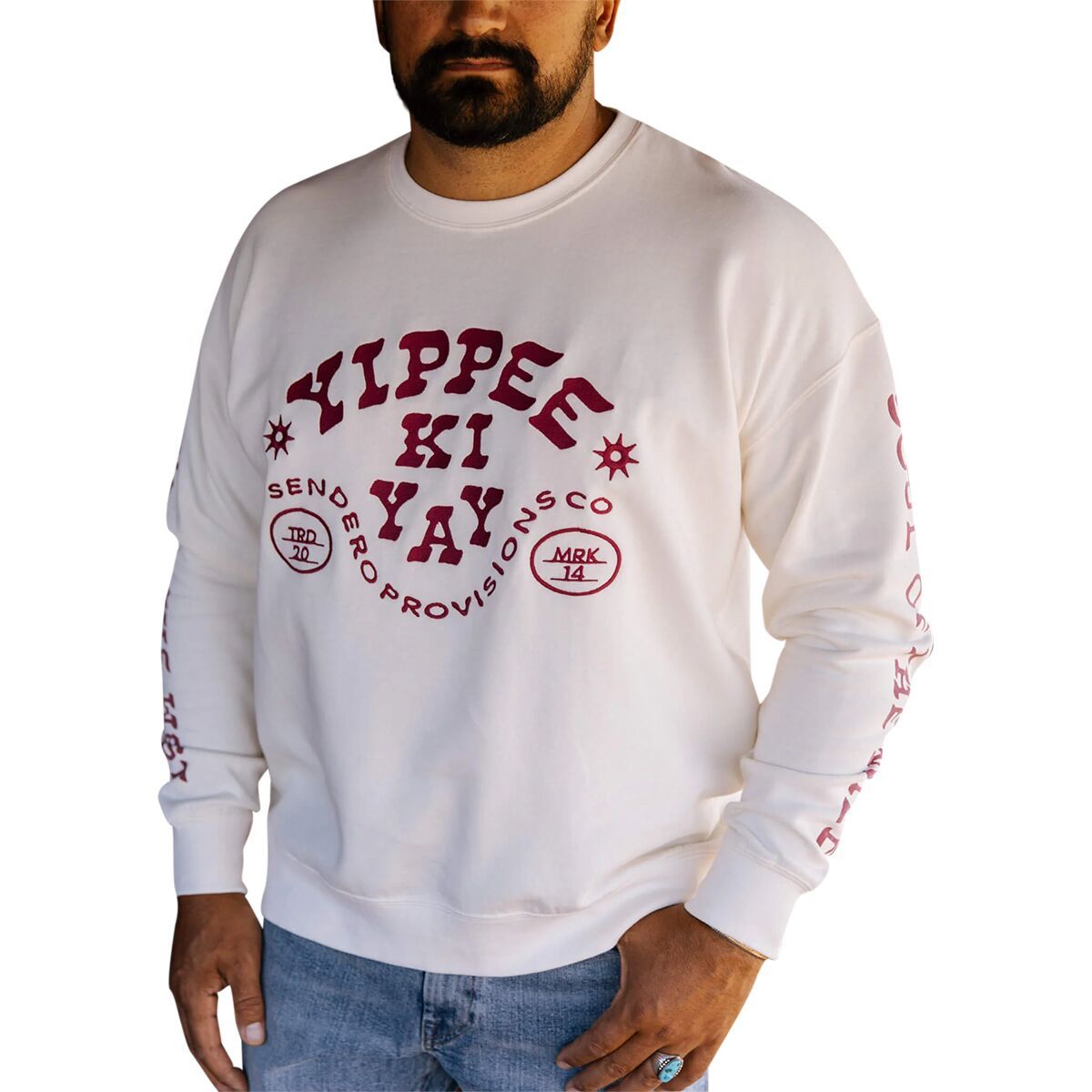 Sendero Provisions Co. Men's Yippe Ki Yay Sweatshirt in Vintage White - Size: Medium