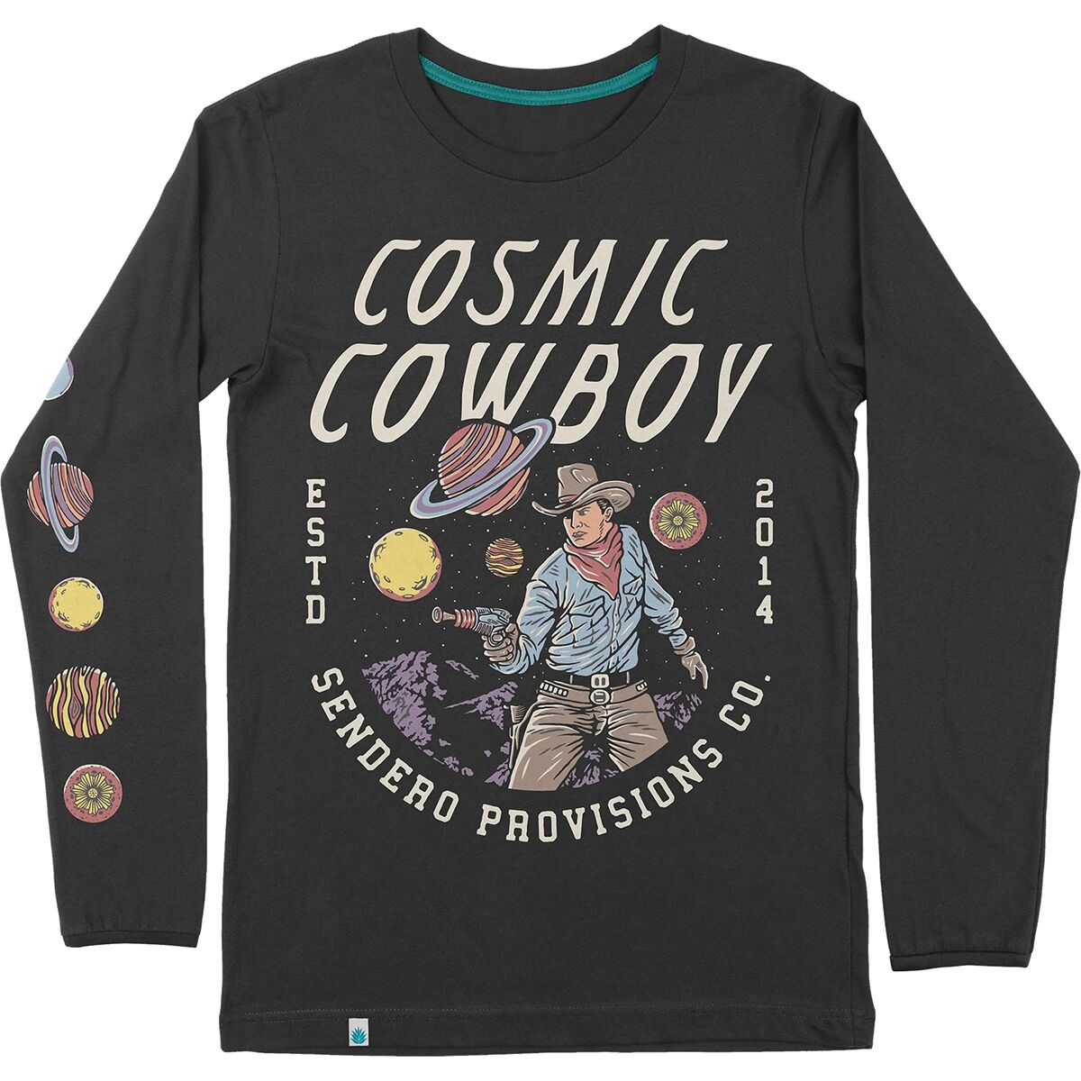 Sendero Provisions Co. Men's Cosmic Cowboy Long-Sleeve T-Shirt in Black - Size: XS