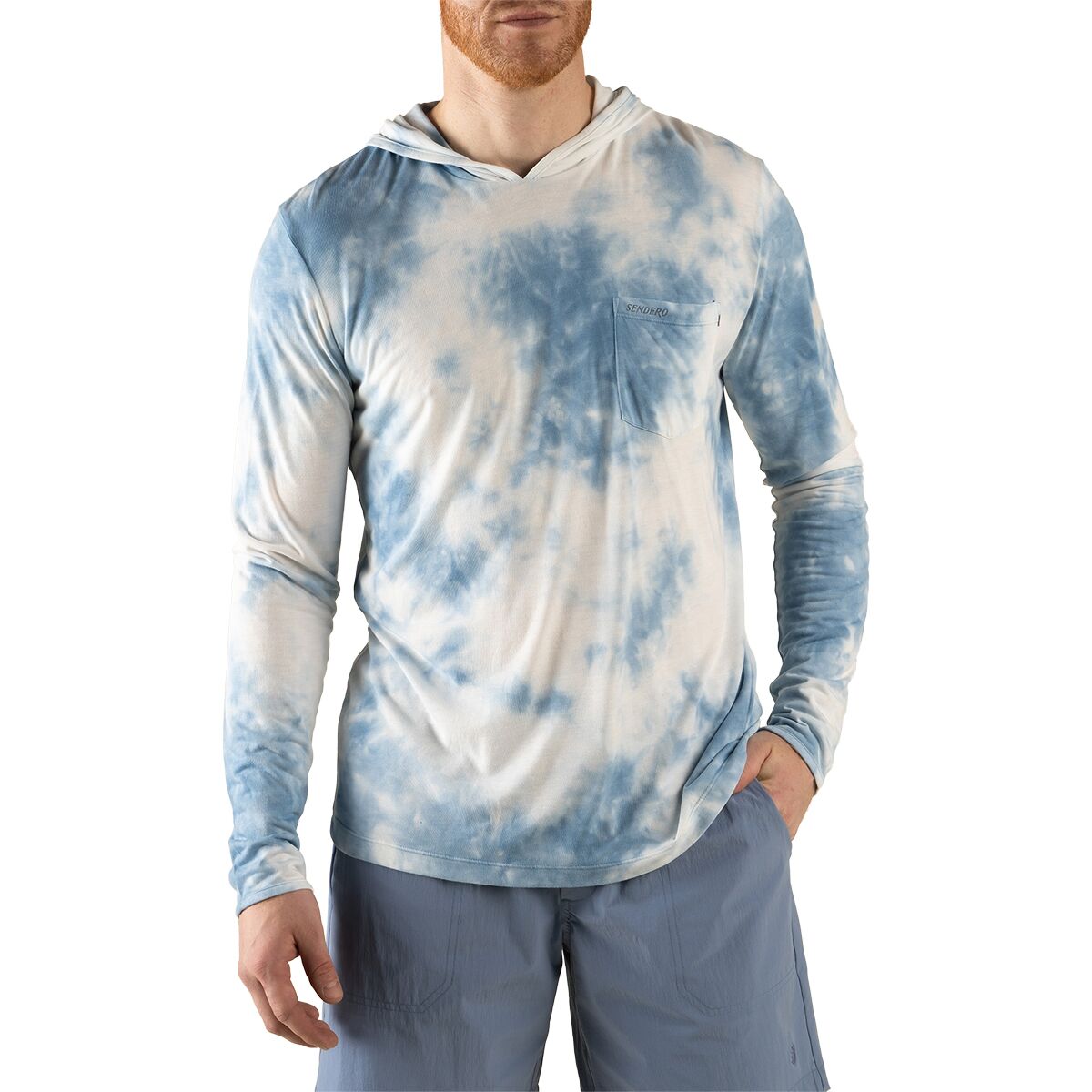 Sendero Provisions Co. Sendero Provisions Co. Men's Yucatan Hoodie Tech Long-Sleeve Shirt in Tie Dye / Senderohead - Size: Large - $41.26 at Steep and Cheap