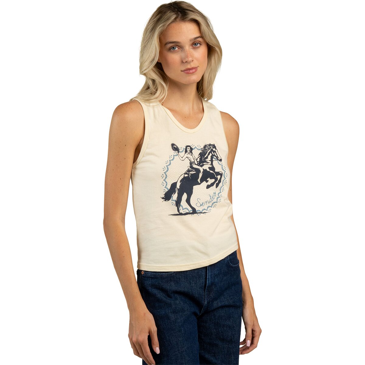 Sendero Provisions Co. Sendero Provisions Co. Women's Palomino Tank Top in Cream - Size: Large - $18.82 at Steep and Cheap
