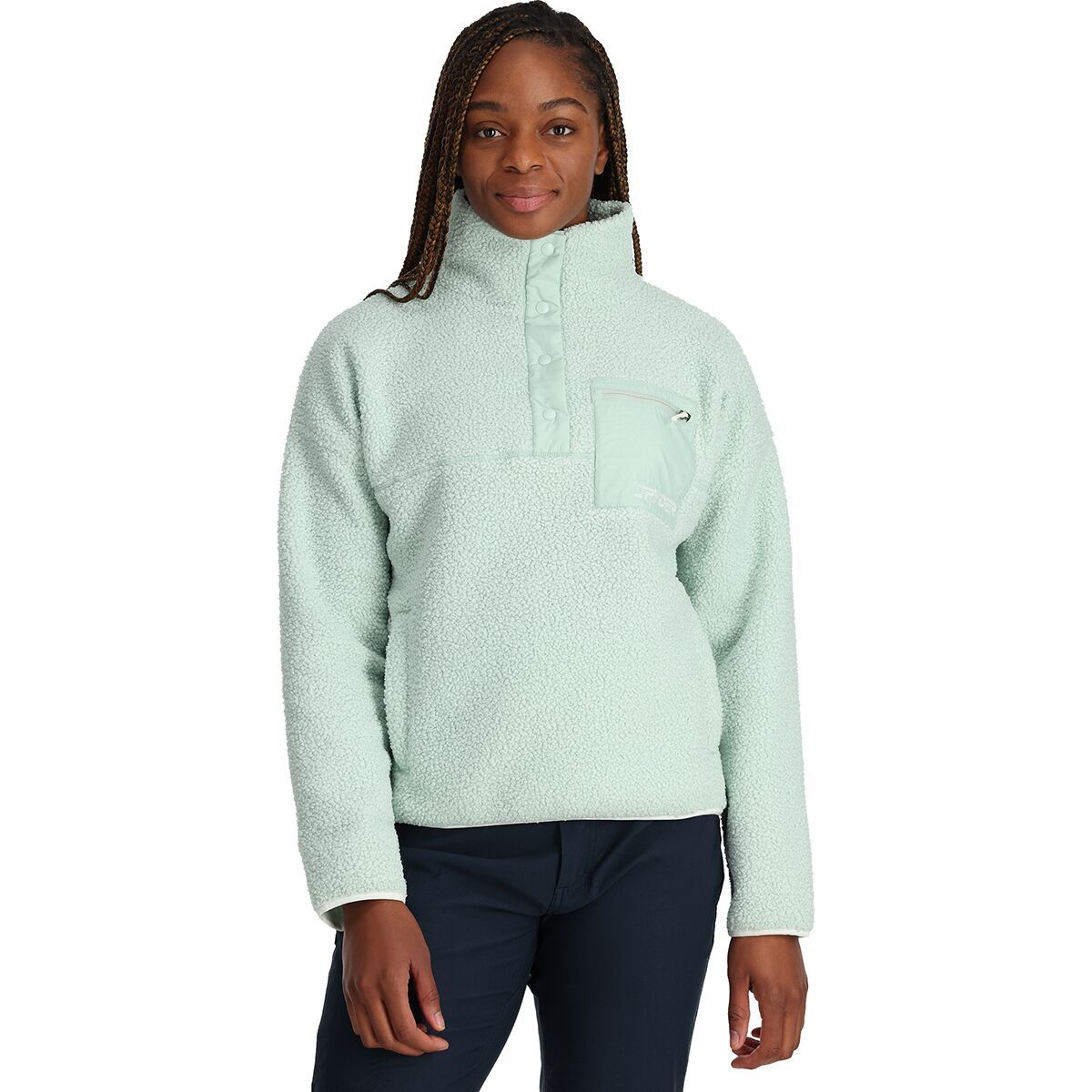 Spyder Women's Cloud Fleece Snap Pullover in Wintergreen - Size: XL
