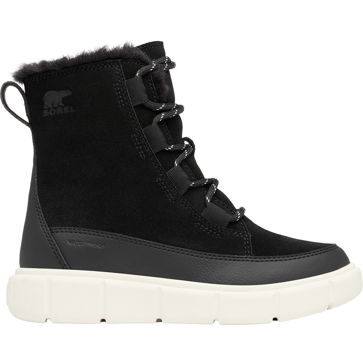 SOREL Explorer III Lace WP Boot - Kids' in Black / Sea Salt - Size: 1