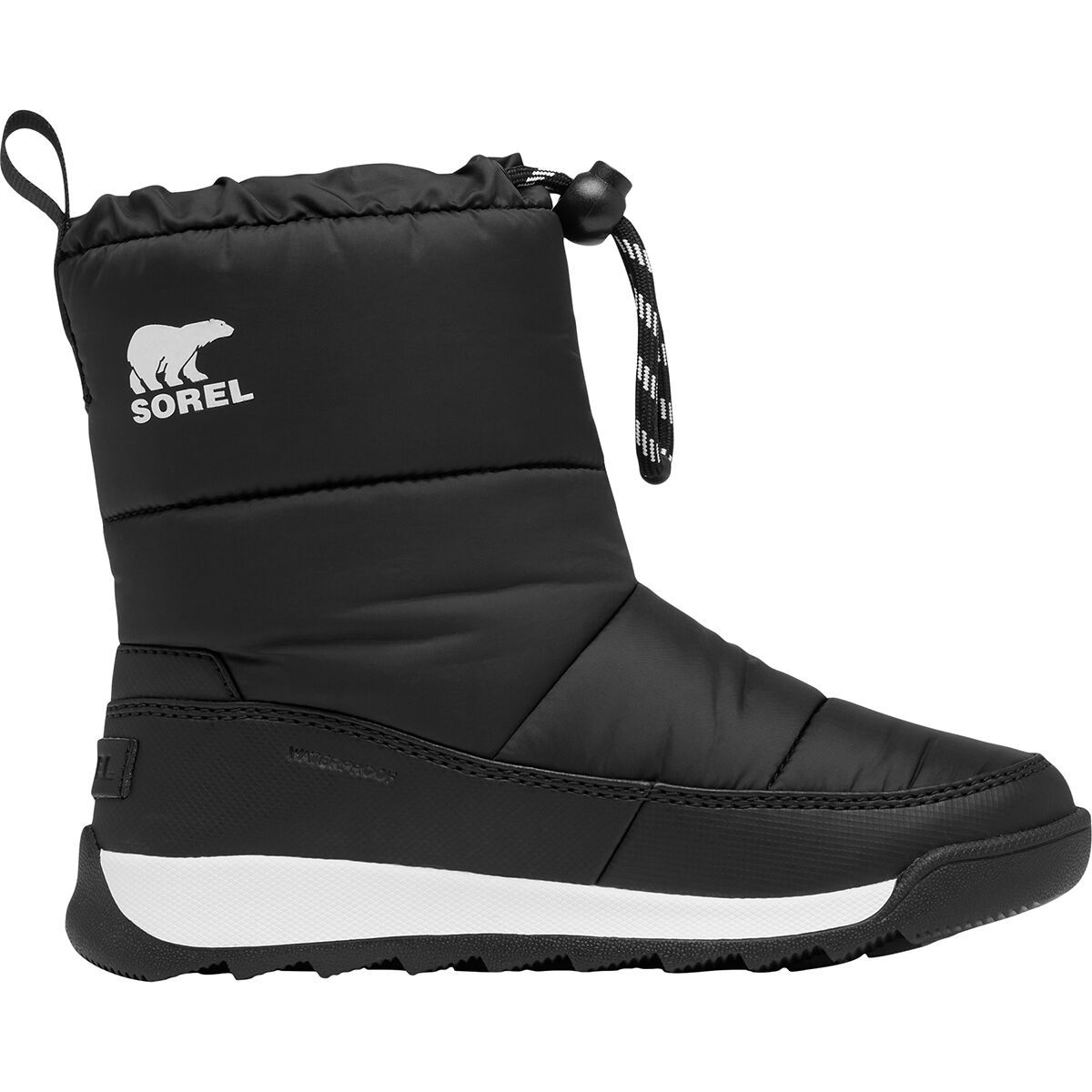 SOREL Whitney II Plus Puffy WP Boot - Kids' in Black / Sea Salt - Size: 3