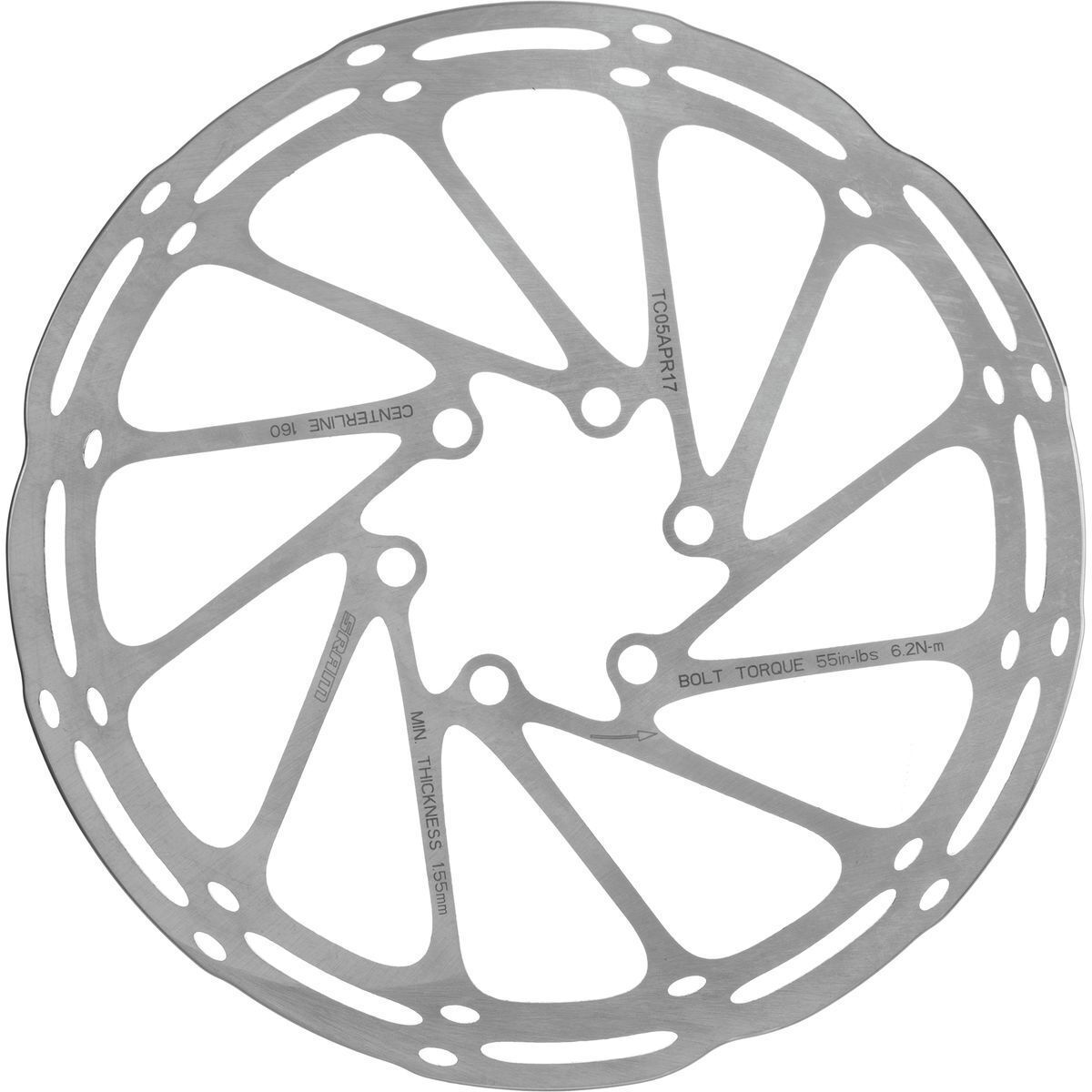 SRAM CenterLine Rounded Rotor in Silver - Size: 160mm