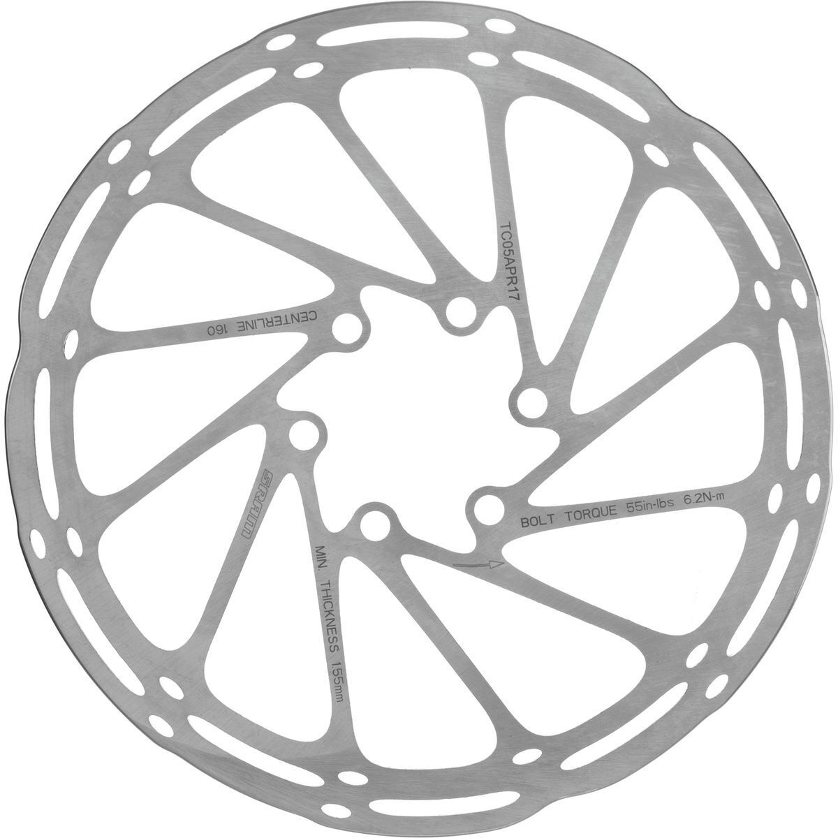 SRAM CenterLine Rounded Rotor in Silver - Size: 220mm