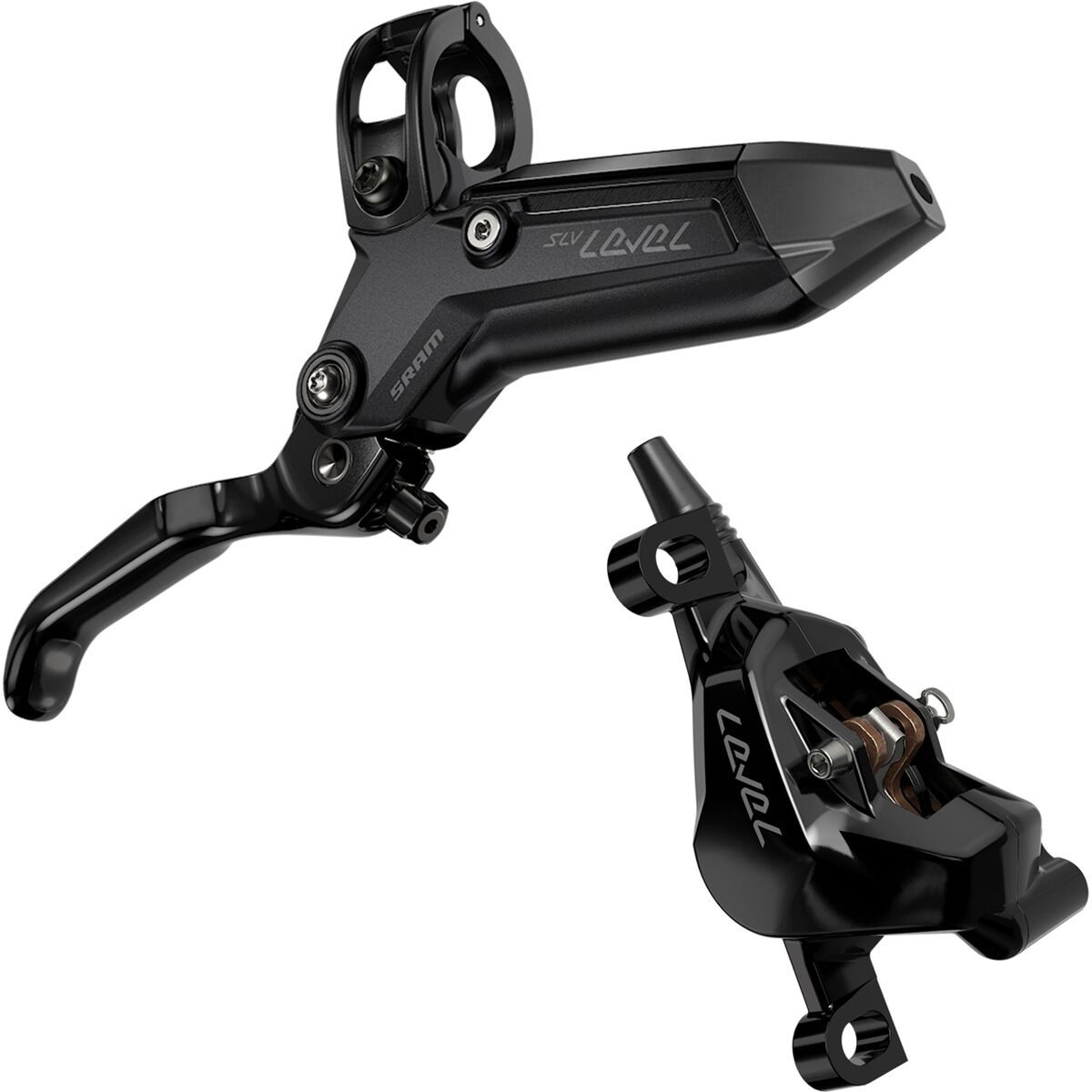 SRAM Level Silver Stealth Disc Brake - 2-Piston in Black Anodized - Size: Right/Rear