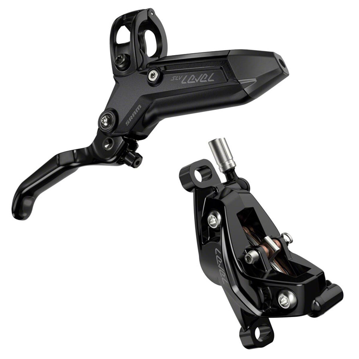 SRAM Level Silver Stealth Disc Brake - 4-Piston in Black Anodized - Size: Front/Left