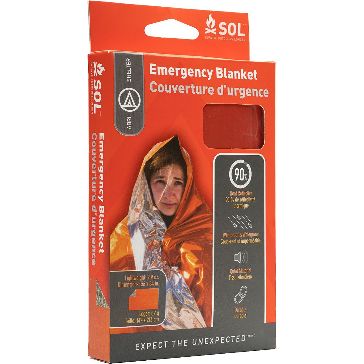 S.O.L Survive Outdoors Longer Emergency Blanket in Orange / Silver