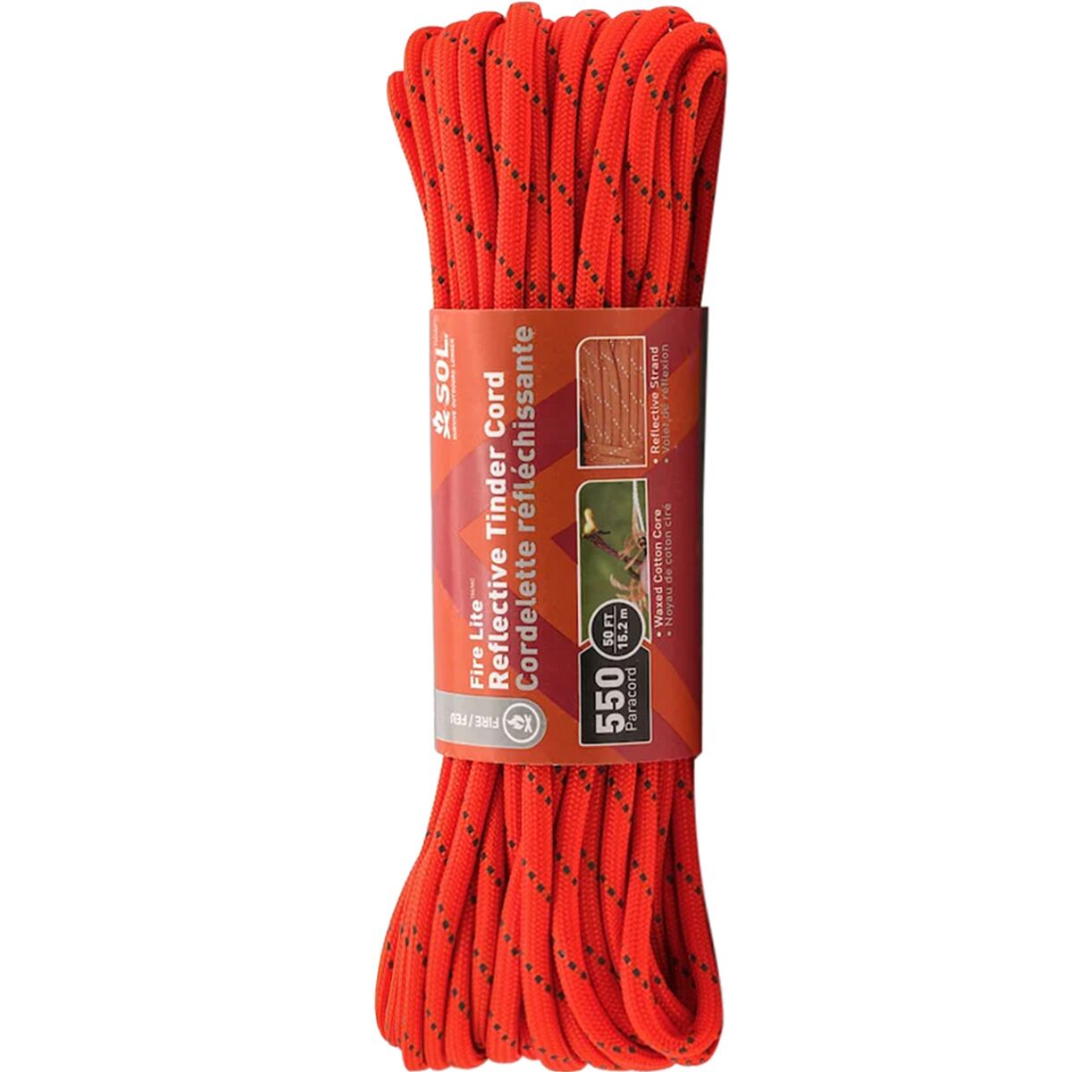 S.O.L Survive Outdoors Longer Fire Lite 550 Reflective Tinder Cord - Size: 50ft