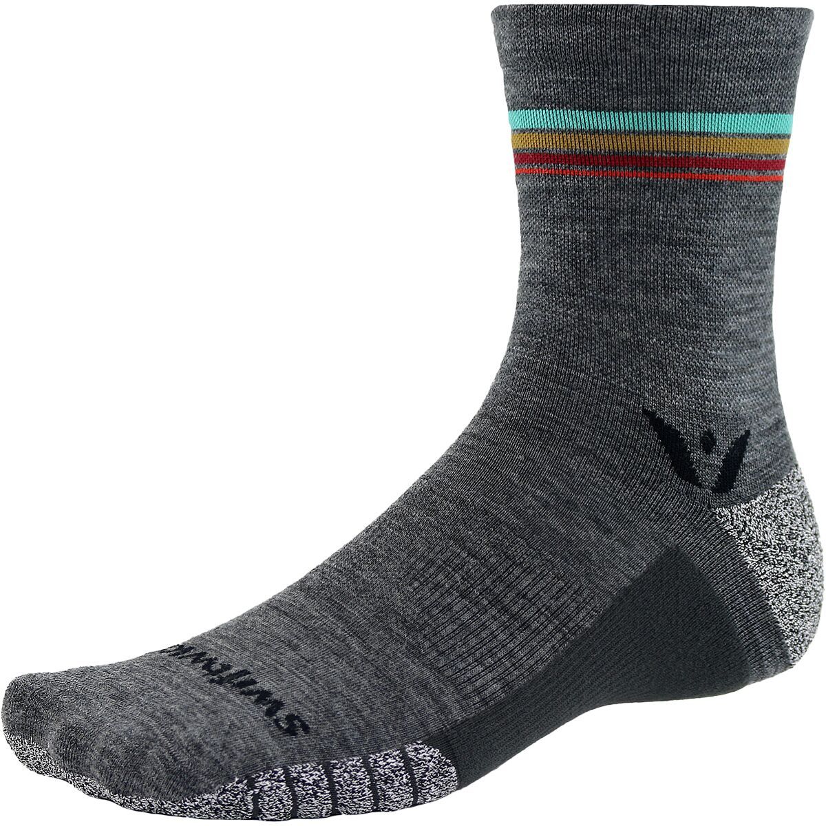 Swiftwick Flite XT Trail Mid-Crew Sock in Heather Sunrise Stripe - Size: Small