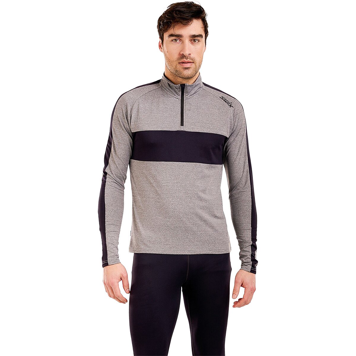 Swix Men's Tista 1/2-Zip Mid Layer Top in Light Grey Melange - Size: XL