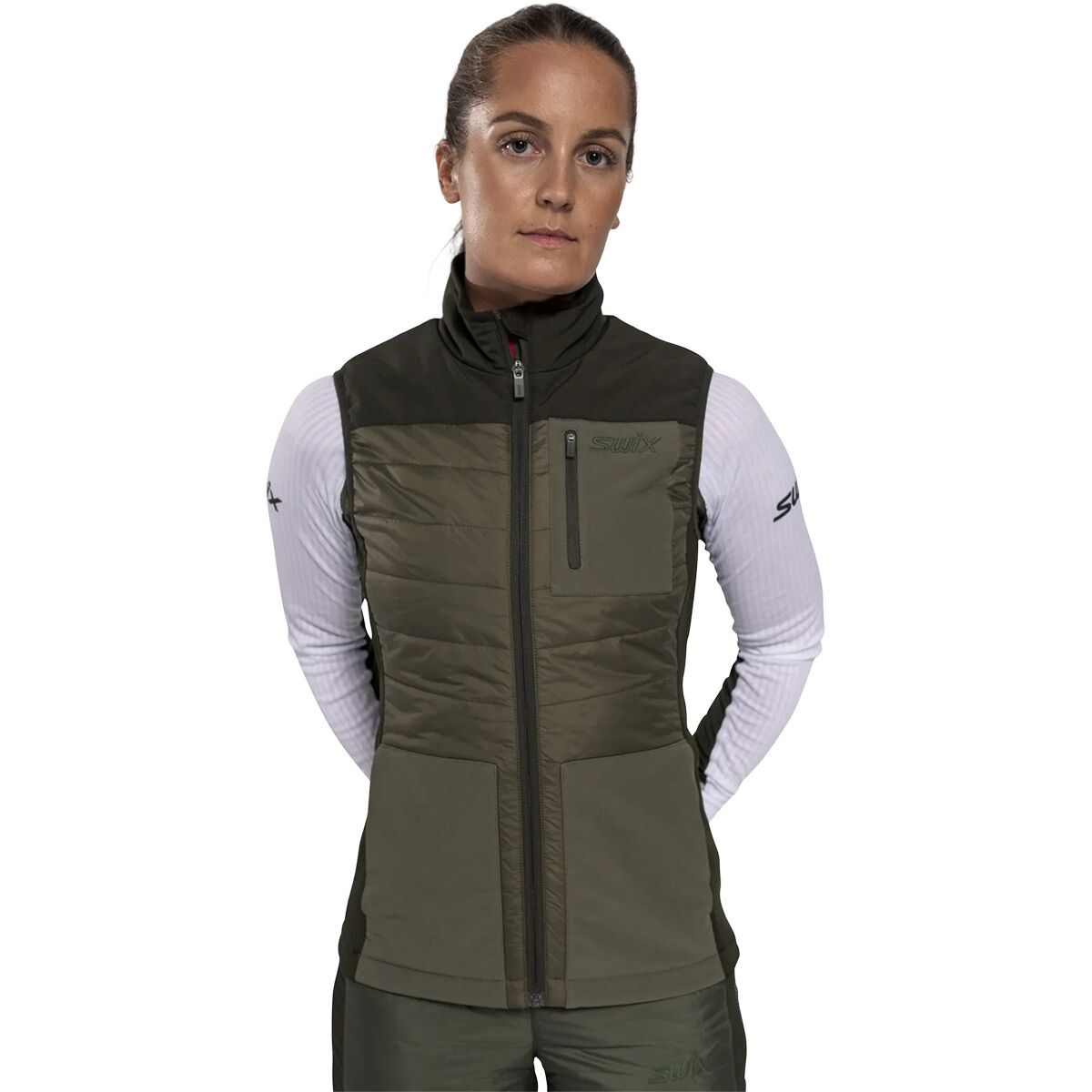 Swix Women's Horizon Primaloft Vest in Olive / Dark Olive - Size: Small