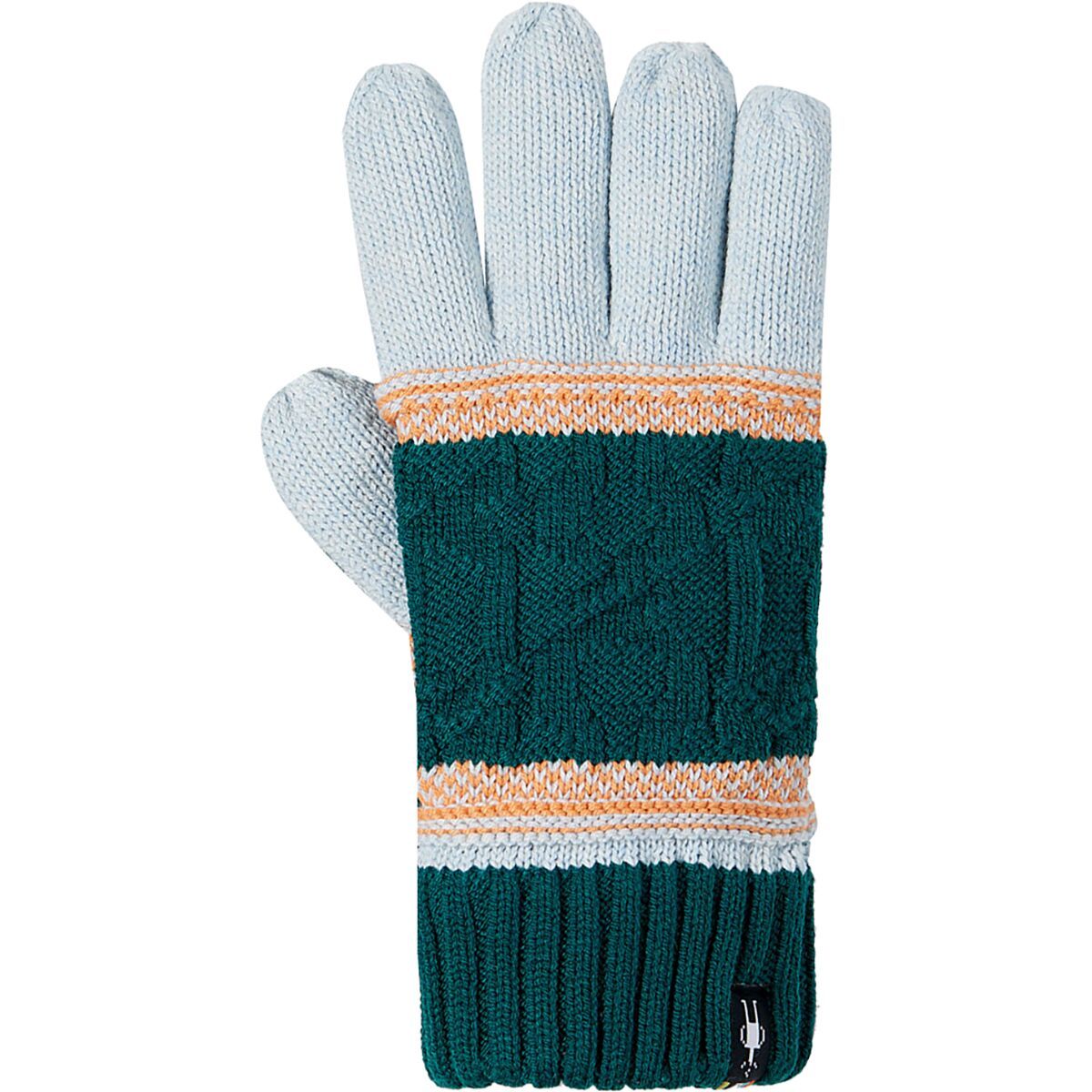 Smartwool Popcorn Cable Glove in Emerald Green / Apricot