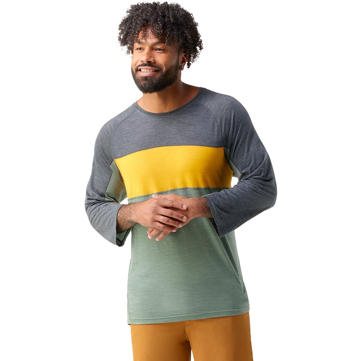 Smartwool Men's Merino Sport 120 Mountain Biking 3/4 Sleeve T-Shirt in Lead - Size: Small