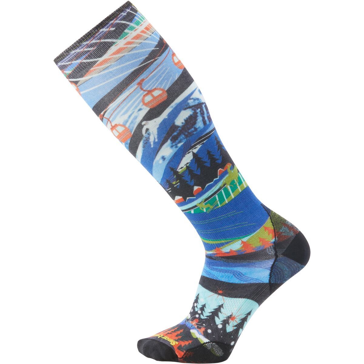 Smartwool Ski Zero Cushion Skication Print OTC Sock in Mist Blue - Size: Medium