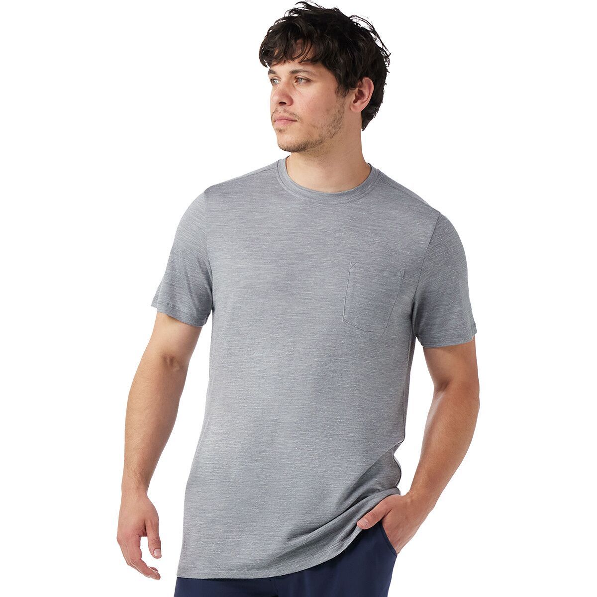 Smartwool Men's Merino Hemp Blend Pocket T-Shirt in Light Gray Heather - Size: Medium