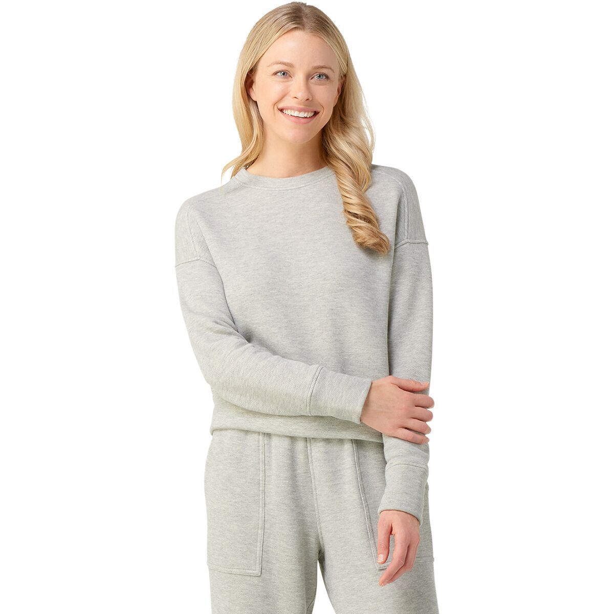 Smartwool Women's Recycled Terry Cropped Crew Sweatshirt in Almond - Size: XS