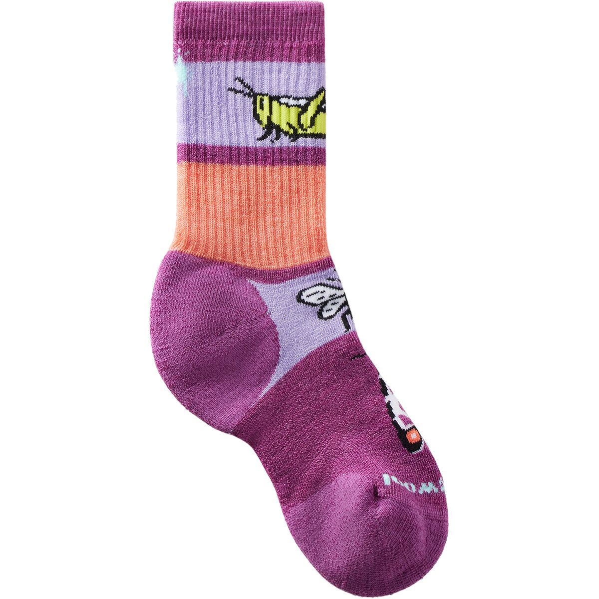 Smartwool Hike Full Cushion Garden Bugs Pattern Crew Sock - Kids' in Charcoal - Size: Large