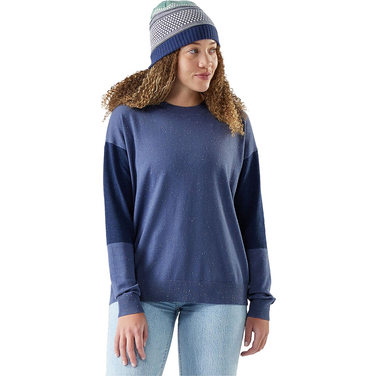 Smartwool Smartwool Women's Edgewood Colorblock Crew Sweater in Nightfall Blue - Size: Small - $55.00 at Steep and Cheap