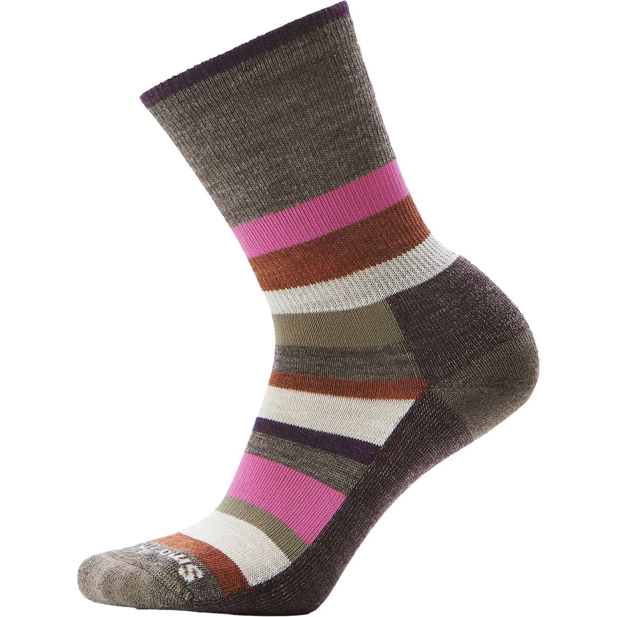 Smartwool Everyday Multi-Stripe Crew Sock in Taupe - Size: Large
