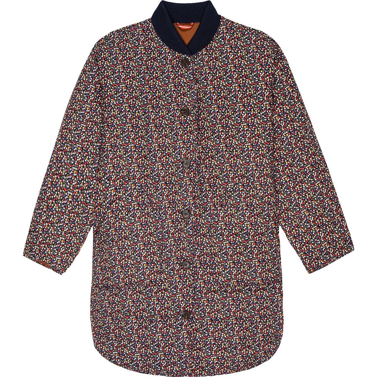 The Great Outdoors Women's The Reversible Down Treeline Puffer in Midnight Floral & Copper - Size: XL