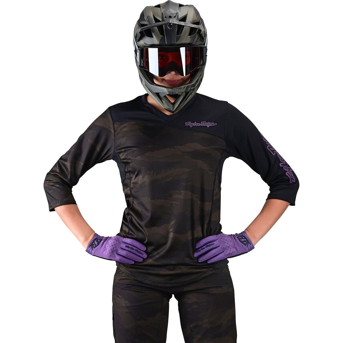 Troy Lee Designs Women's Mischief 3/4-Sleeve Jersey in Pinstripe Elderberry - Size: Small