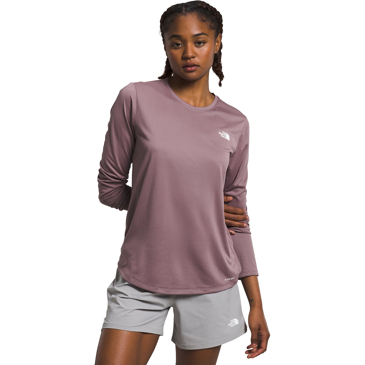 The North Face Women's Elevation Long-Sleeve Shirt in Fawn Grey - Size: Large