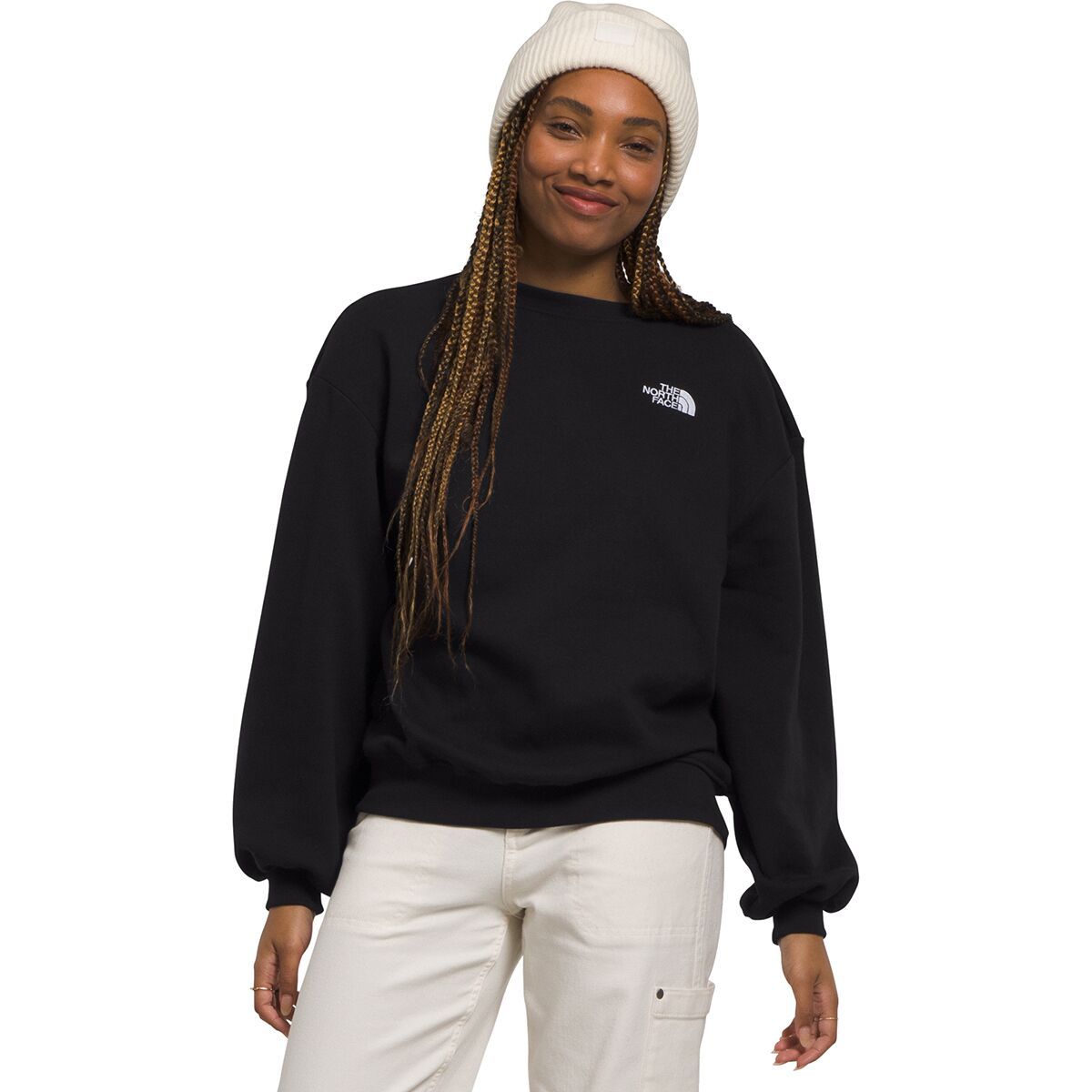 The North Face Women's Evolution Oversized Crew Sweatshirt in White Dune - Size: Small