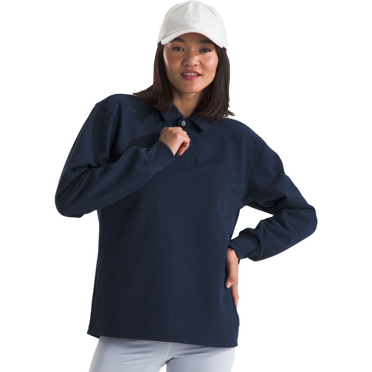 The North Face Women's Heritage Patch Rugby Shirt in TNF Light Grey Heather - Size: XS