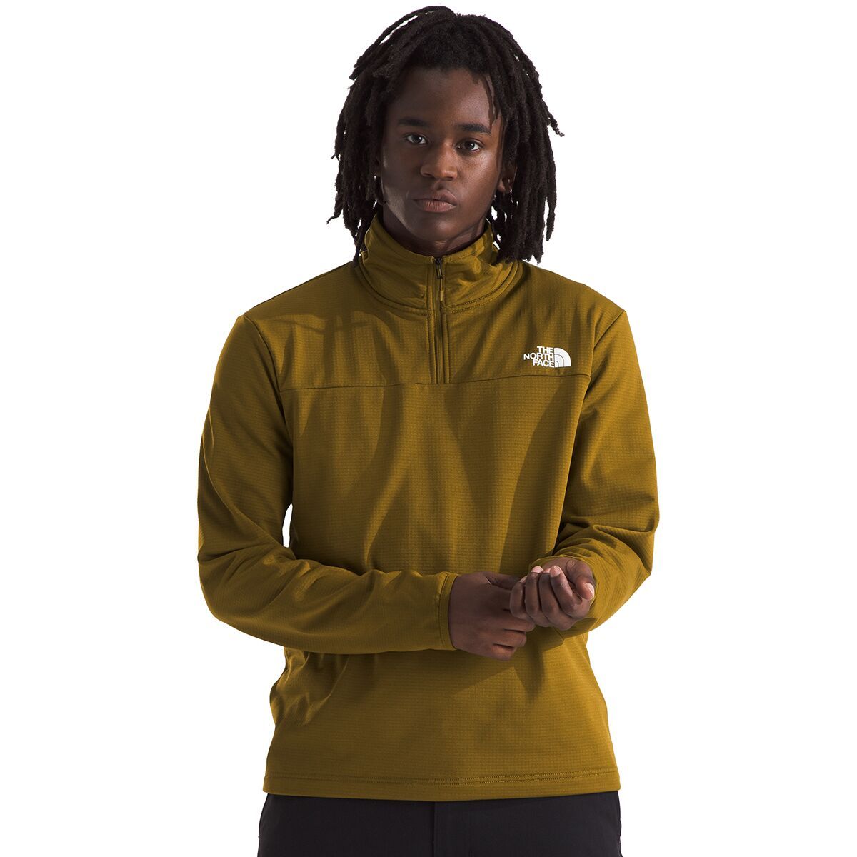 The North Face Men's Cedar Trail Grid Fleece 1/4-Zip Jacket in Moss Green - Size: Large