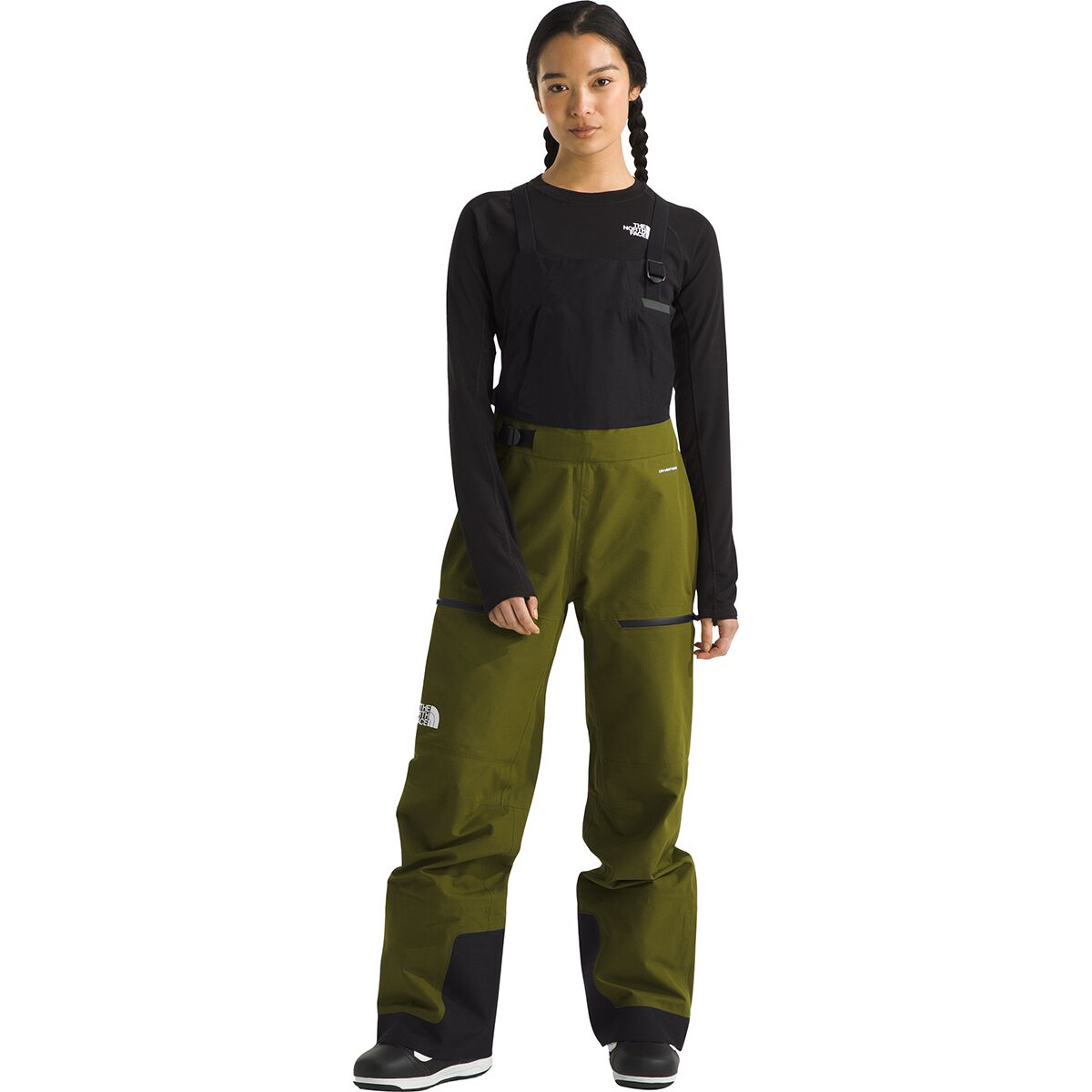 The North Face Women's Ceptor Bib Pant in Forest Olive / TNF Black - Size: M/Regular