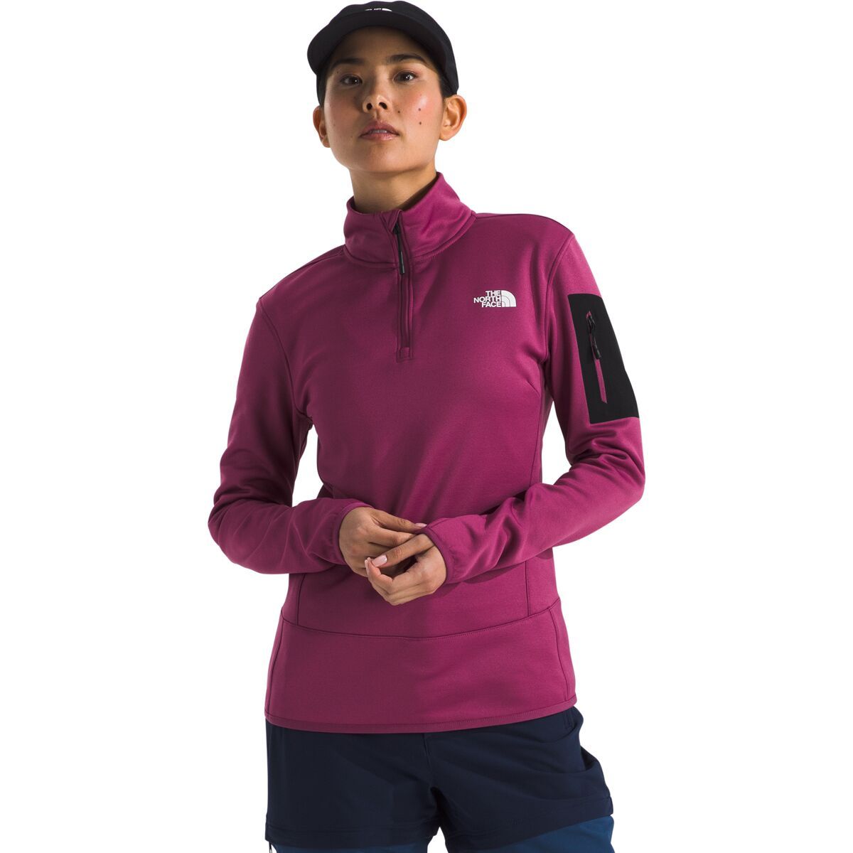 The North Face Women's Mistyescape 1/4-Zip Fleece Jacket in Cyber Berry / TNF Black - Size: XS