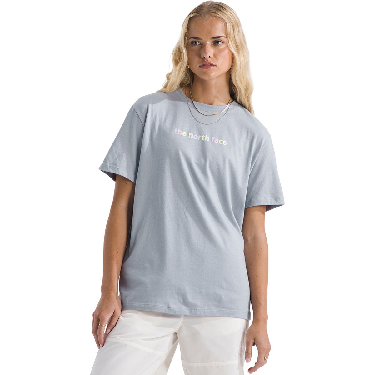 The North Face The North Face Women's Evolution Proud Short-Sleeve Graphic T-Shirt in Blue Flax - Size: XS - $19.50 at Steep and Cheap