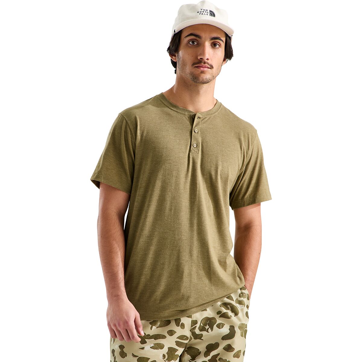 The North Face Men's Tri-Blend Short-Sleeve Henley in Cedar White Heather - Size: XL