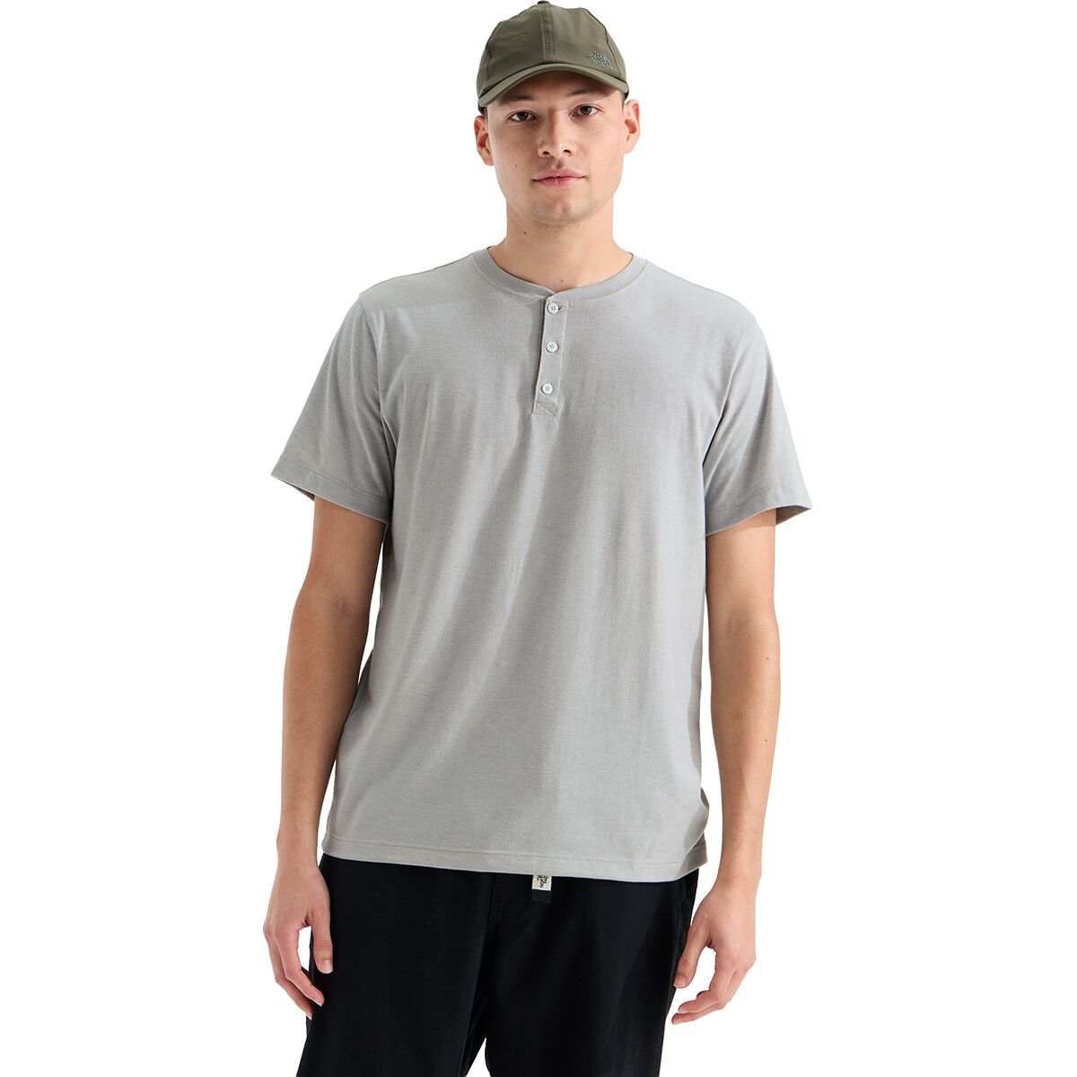 The North Face Men's Tri-Blend Short-Sleeve Henley in TNF Light Grey Heather - Size: Medium