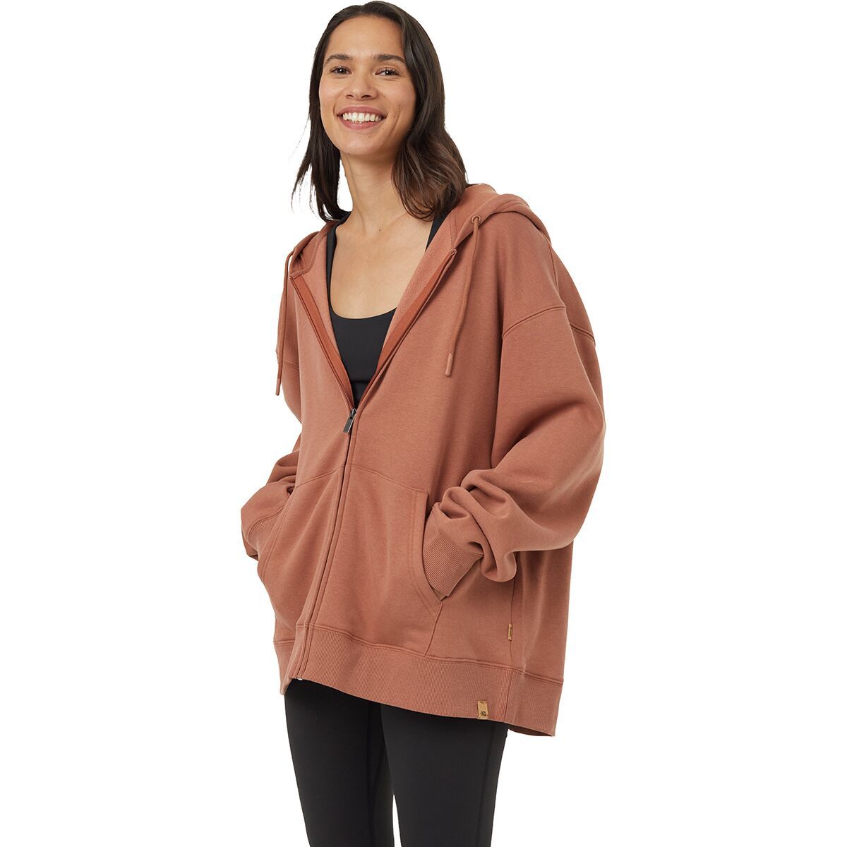 Tentree Women's TreeFleece Oversized Zip Hoodie in Clay Tile - Size: XS