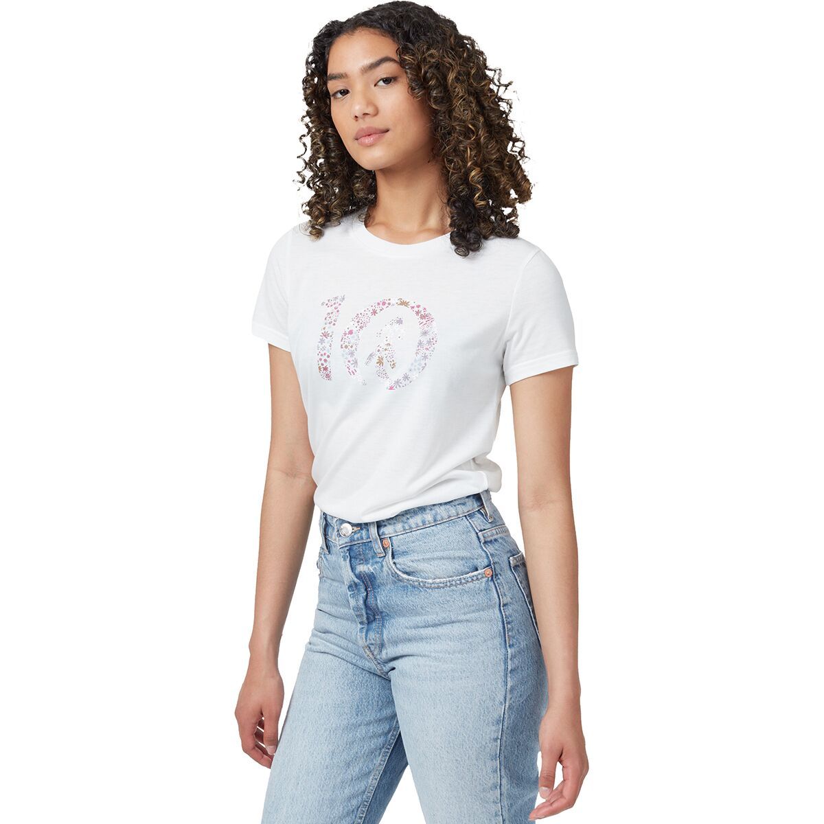 Tentree Women's Wildfields Ten T-Shirt in Cloud White Heather - Size: Small