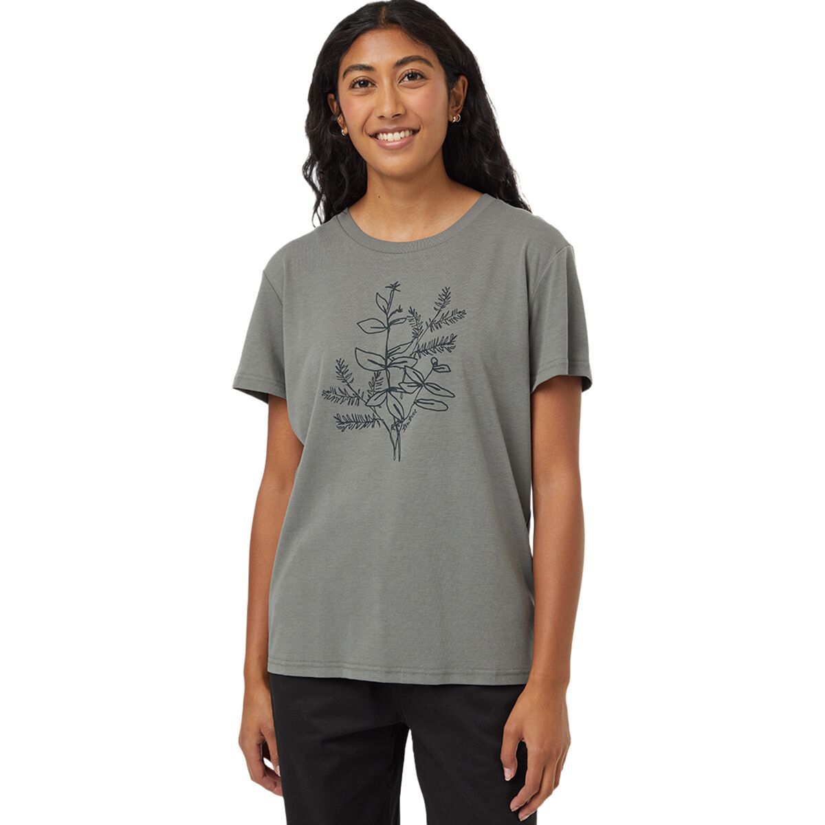 Tentree Women's Autumn Flora T-Shirt in Mineral / Forest River Green - Size: XS