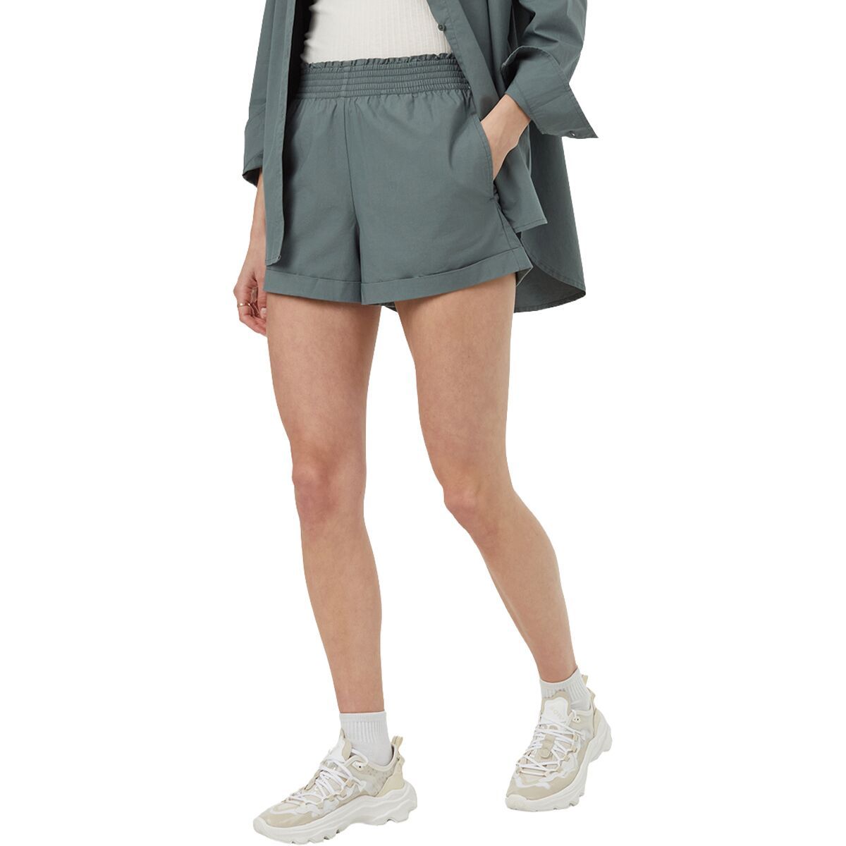 Tentree Women's EcoStretch Cotton Short in Light Urban Green - Size: XL
