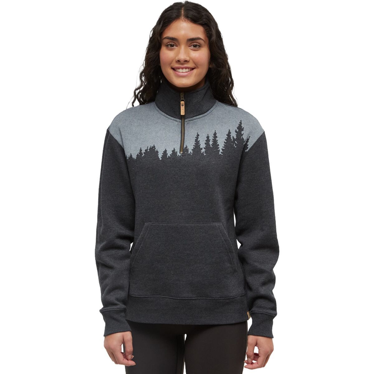 Tentree Women's Juniper 1/4-Zip Pullover in Meteorite Black Heather / White - Size: XS