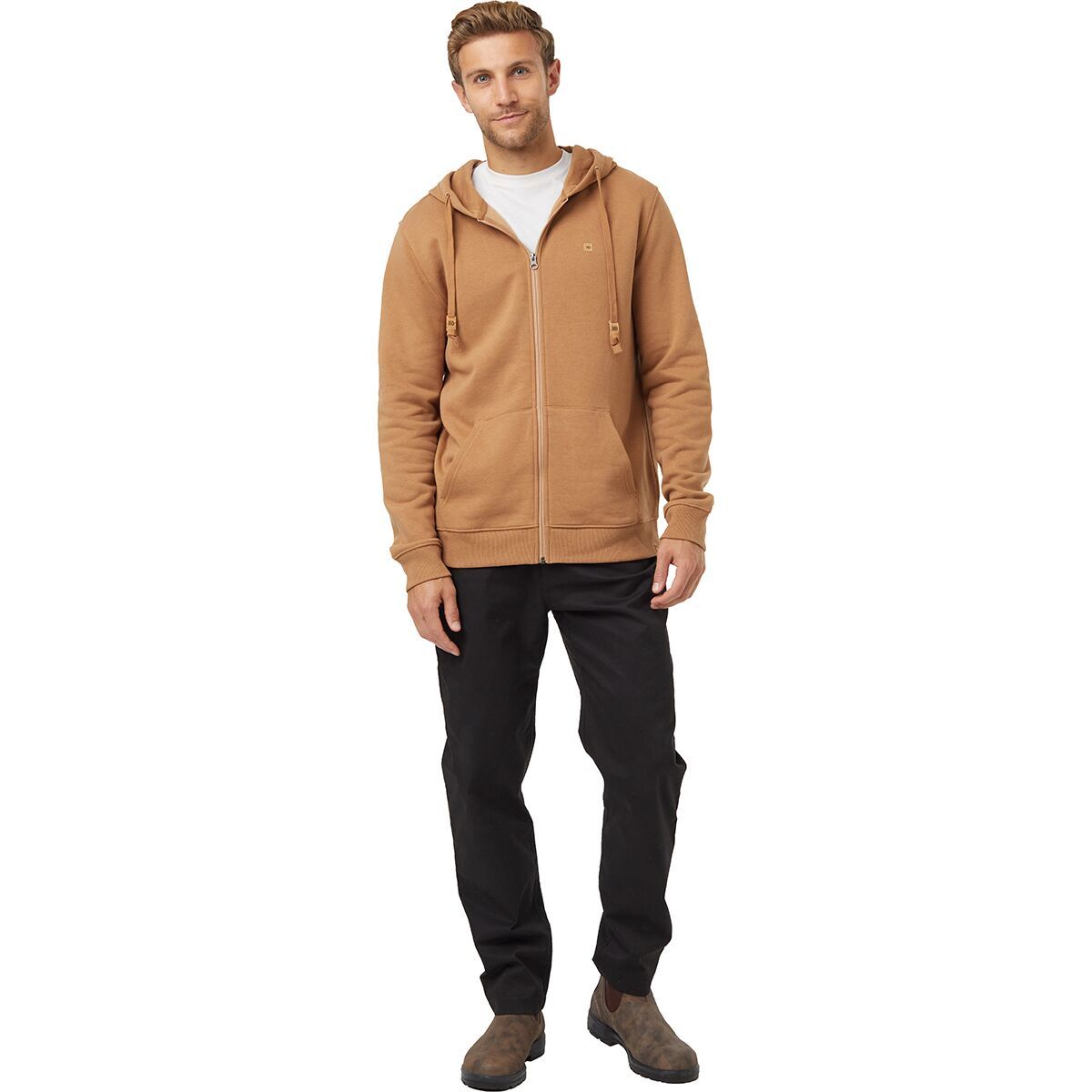 Tentree Men's Reynard Zip Hoodie in Camel - Size: Medium
