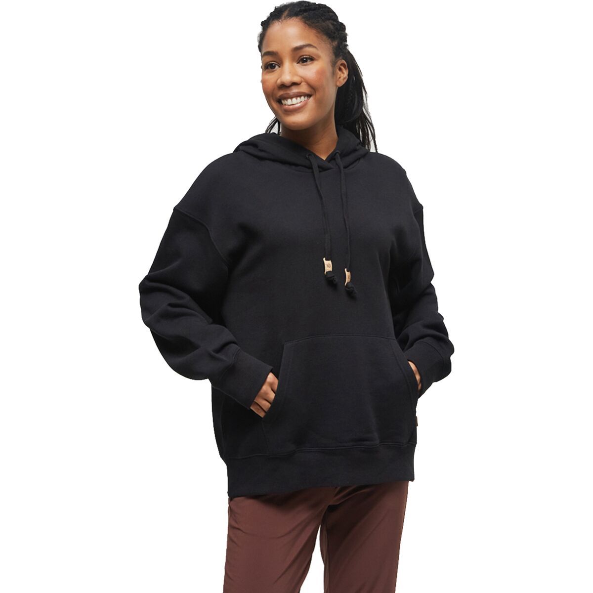 Tentree Women's TreeFleece Relaxed Hoodie in Meteorite Black - Size: XS