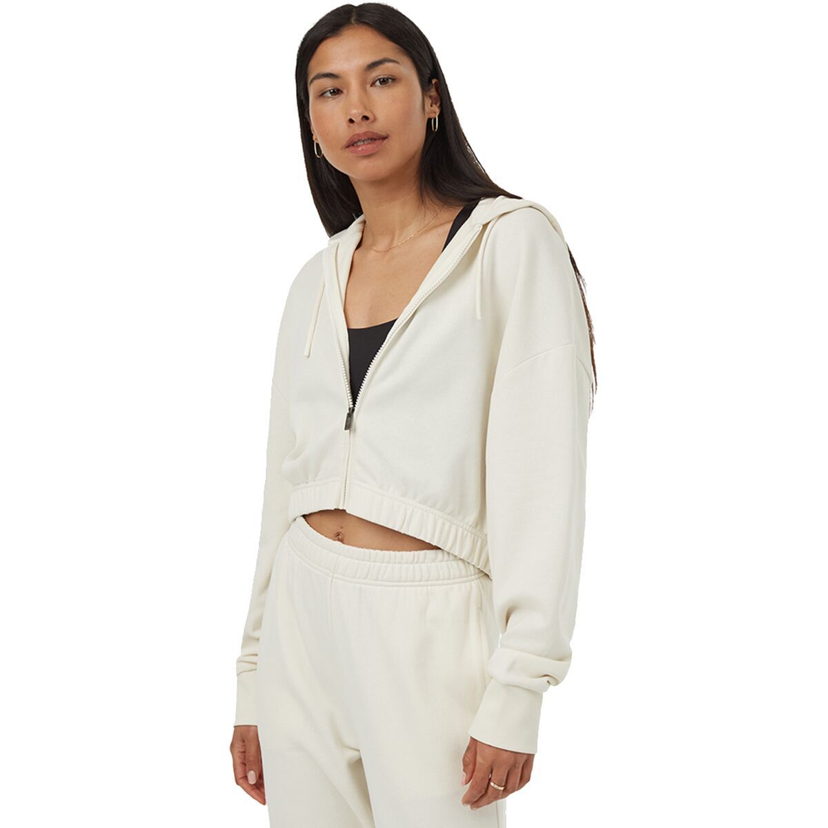 Tentree Women's TreeTerry Oversized Cropped Zip Hoodie in Undyed - Size: XS