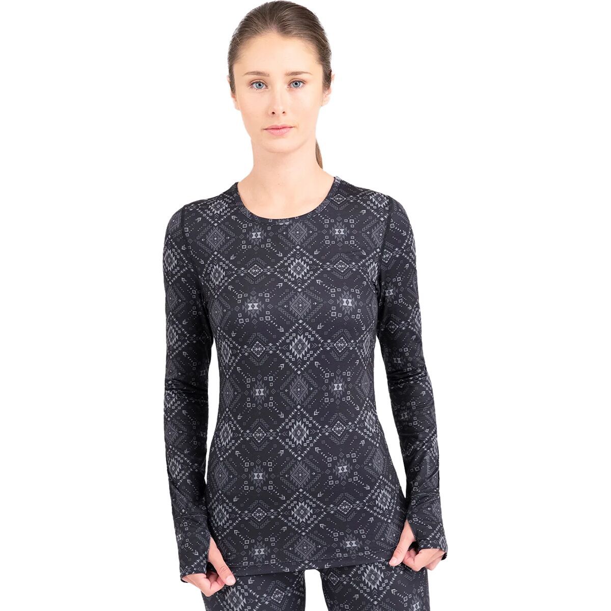 Terramar Women's Cloud Nine Printed Crew Top 2.0 in Over The Edge Print - Size: XL