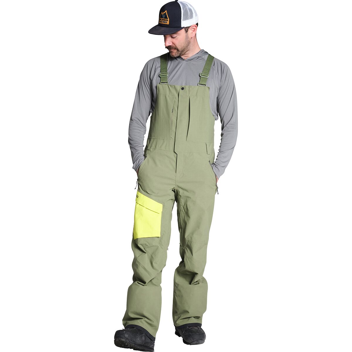 Trew Gear Men's Jefferson Bib in High Vis Olive - Size: Small